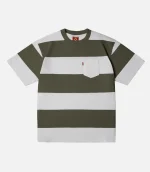 99BASED Striped T Shirt Olive Green (4)